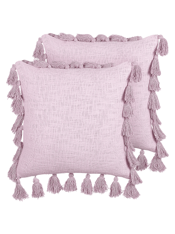 Beliani 2er-Set Dekokissen LYNCHIS in Rosa
