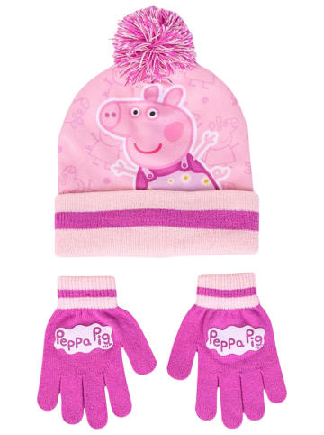 Cerda 2-tlg. Winter Set: Peppa Pig Bommelmütze & Handschuhe in Pink