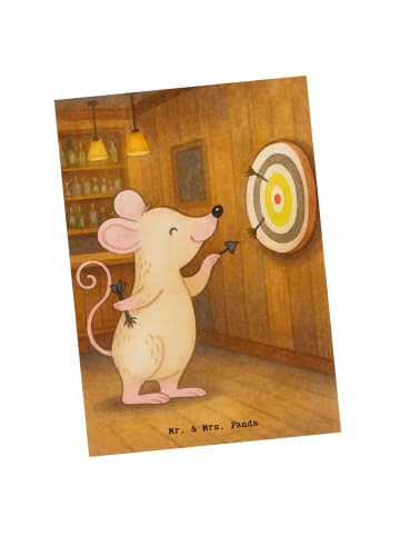 Mr. & Mrs. Panda Postkarte Maus Dart spielen Design ohne Spruch in Weiß