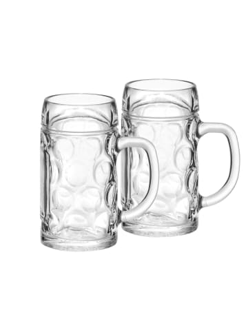VAN WELL 2er Set Bierkrüge geeicht München in Transparent 0,5 Liter in transparent