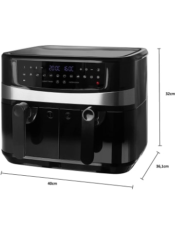 Emerio AF-126672 XXL Doppel Heißluft-Fritteuse, 9 Liter (2 x 4,5 L), Airfryer