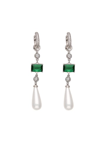 NAEMI Women Earrings in Silver Green White
