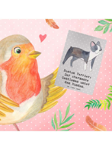 Mr. & Mrs. Panda Beileidskarte Boston Terrier Gentleman mit Spruch in Grau Pastell