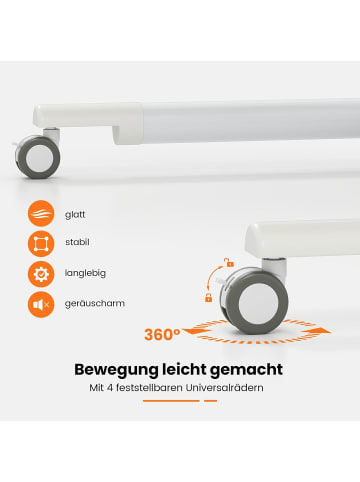 COSTWAY Schreibtsich C-förmig mit Rollen in Weiß