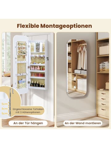 COSTWAY Ganzkörperspiegel abschließbarm mit LED 107,5 cm in Weiß