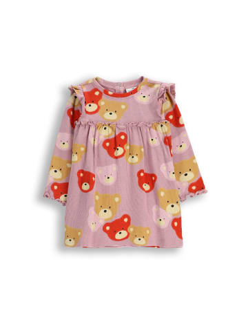 Coccodrillo Geripptes Kleid mit langen Ärmeln in gedämpftes Rosa