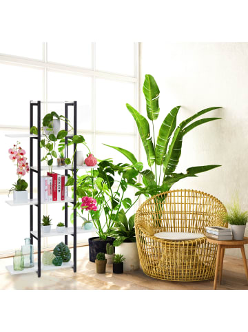 relaxdays Pflanzenregal Schwarz/ Dunkelbraun - (B)78 x (H)150 x (T)24 cm