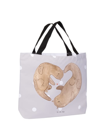 Mr. & Mrs. Panda Strandtasche Otter Herz ohne Spruch in Grau Pastell