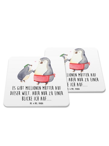 Mr. & Mrs. Panda Untersetzer Set Pinguin mit Kind mit Spruch in Weiß