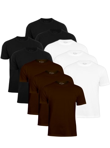 Cotton Prime® 10er Pack T-Shirt O-Neck - Tee in Mix (4x Schwarz, 3x Weiss, 3x Braun)