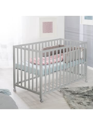 roba Fold Up Klappbett 60 x 120 cm – platzsparendes Gitterbett aus Holz - Taupe