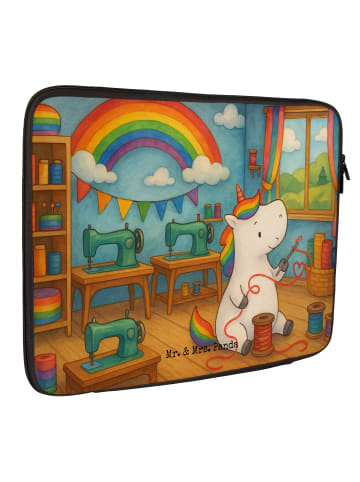 Mr. & Mrs. Panda Laptop Tasche Einhorn Näherin Design ohne Spruch in Weiß