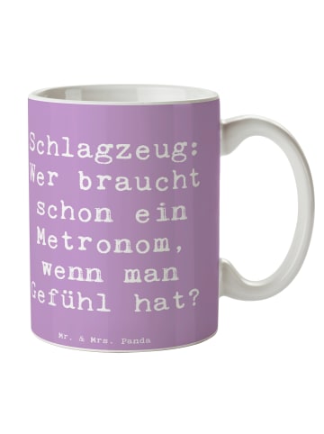 Mr. & Mrs. Panda Becher Spruch Schlagzeug Gefühl mit Spruch in Lavendeltraum