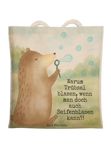 Mr. & Mrs. Panda Einkaufstasche Bär Seifenblasen Design mit Spruch in Weiß