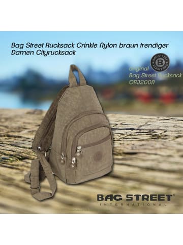 Bag Street Cityrucksack, Freizeitrucksack Nylon braun ca. 21cm breit ca. 35cm hoch