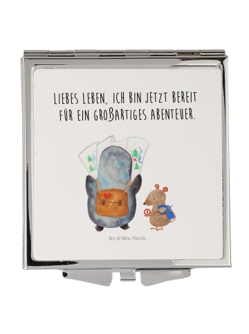 Mr. & Mrs. Panda Schminkspiegel Pinguin & Maus Wanderer mit Spruch in Weiß