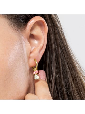 Luxenter Ohrringe  aus 925er Sterlingsilber und rosa Kristall mit 18k Gelbgold-Finish