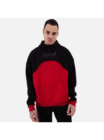 Megaman Hoodie Kapuzenpullover Unisex Oversize in Rot-Schwarz