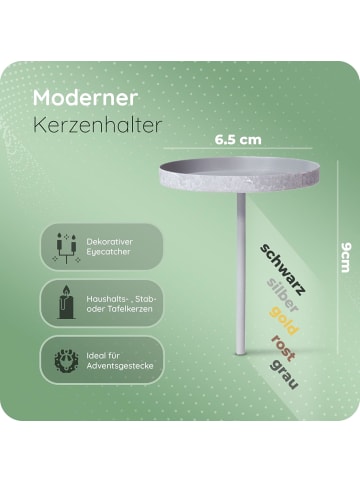 Novaliv 4X Kerzenpick Flach 6,5 cm GRAU Kerzenhalter für Adventskranz Kerzenpi in Grau
