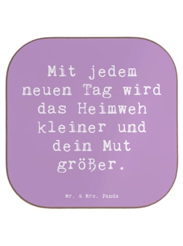 Mr. & Mrs. Panda Glas-Untersetzer Spruch Heimweh überwinden Mut ... in Lavendeltraum