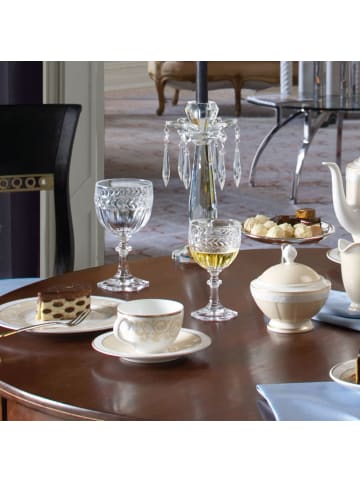 Villeroy & Boch 6er Set Kaffee-/Teetassen mit Untertassen Ivoire 120 ml in weiß-gold