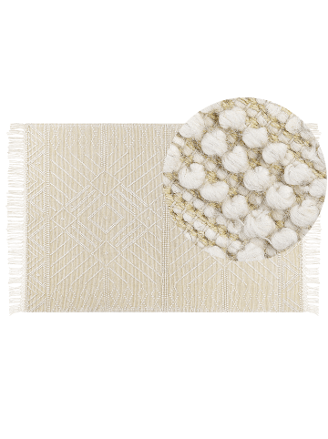 Beliani Geflochtener Teppich MAVIKENT in Beige - (W) 160 x (L) 230 cm