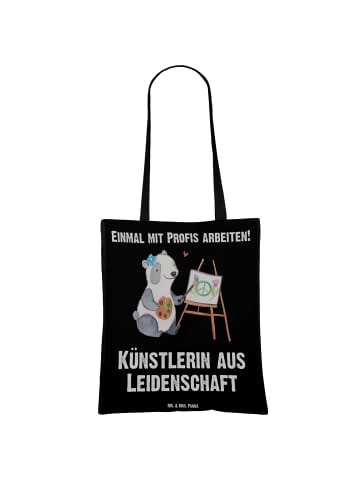 Mr. & Mrs. Panda Strandtasche Künstlerin Leidenschaft mit Spruch in Schwarz