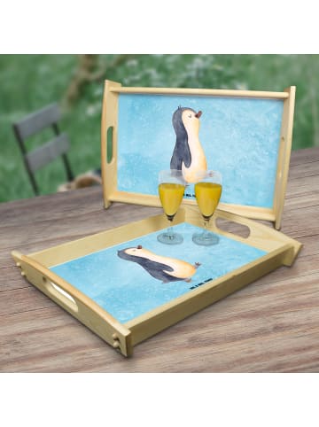Mr. & Mrs. Panda Holztablett Pinguin mHerzieren ohne Spruch in Eisblau