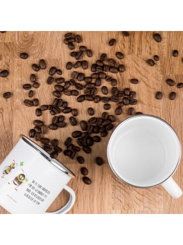 Mr. & Mrs. Panda Emaille Tasse Hummeln Kleeblatt mit Spruch in Weiß