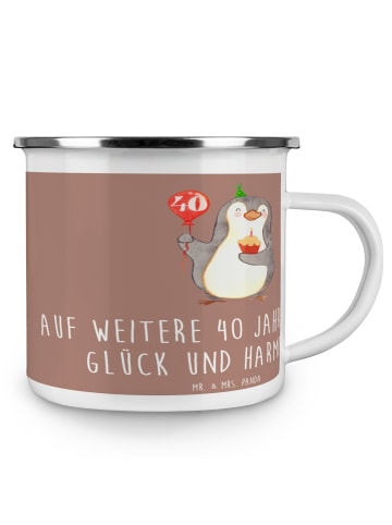 Mr. & Mrs. Panda Emaille Tasse 40. Hochzeitstag Rubinhochzeit mi... in Braun Pastell