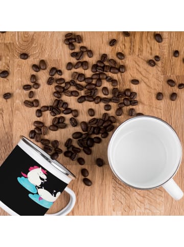 Mr. & Mrs. Panda Tasse Junggesellinnenabschied Feiern mit Spruch in Schwarz