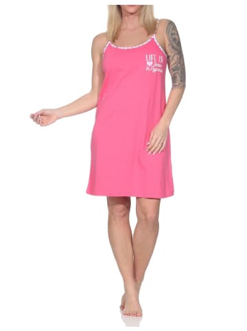 NORMANN Normann Damen Spaghetti Träger Nachthemd Übergröße 125 215 667 in pink