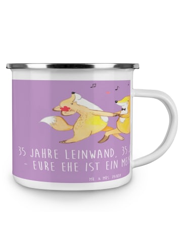 Mr. & Mrs. Panda Camping Emaille Tasse 35. Hochzeitstag Leinwand... in Lavendeltraum