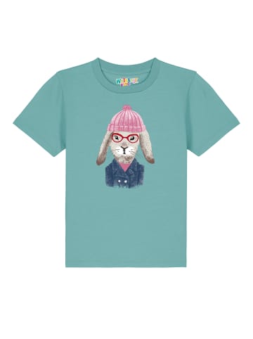 wat? Apparel T-Shirt Hase in Teal Monstera