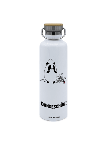 Mr. & Mrs. Panda Trinkflasche Panda Dankeschön mit Spruch in Weiß