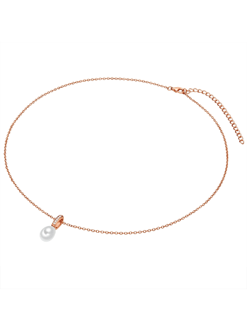 Valero Pearls Halskette Sterling Silber Zirkonia Süßwasser-Zuchtperle in roségold