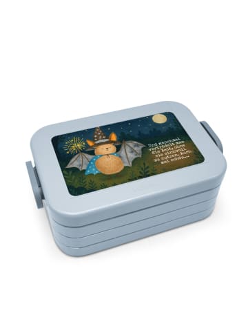 Mr. & Mrs. Panda Bentobox Fledermaus Zauberer Design mit Spruch in Blau Pastell