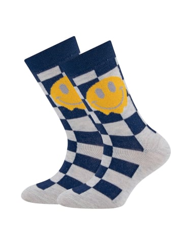 ewers Socken 2er Pack Karo/Smile in blau-blau