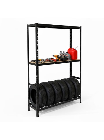 relaxdays Reifenregal in Schwarz - (B)120 x (H)180 x (T)40 cm
