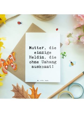 Mr. & Mrs. Panda Grußkarte Heldin Mutter mit Spruch in Weiß