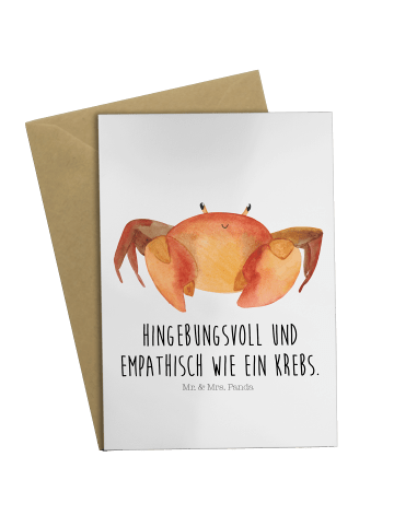 Mr. & Mrs. Panda Klappkarte Sternzeichen Krebs mit Spruch in Weiß