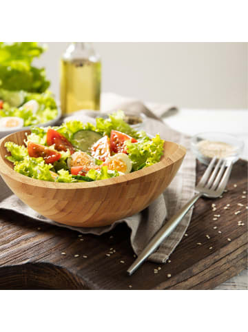 relaxdays Salatschüssel in Natur - (B)25 x (H)10 x (T)23 cm