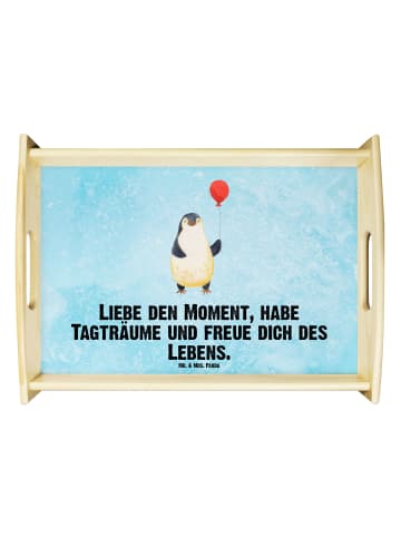 Mr. & Mrs. Panda Serviertablett Pinguin Luftballon mit Spruch in Eisblau