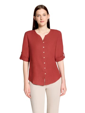 CARTOON Leinenbluse mit V-Ausschnitt in Rust Brown