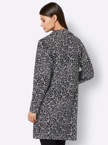 Comodo Longjacke in grau-meliert-schwarz-gemustert
