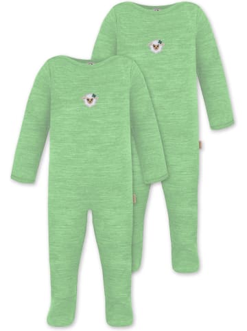 Normani Outdoor Sports 2x Baby Merino Strampler Levin in Grün