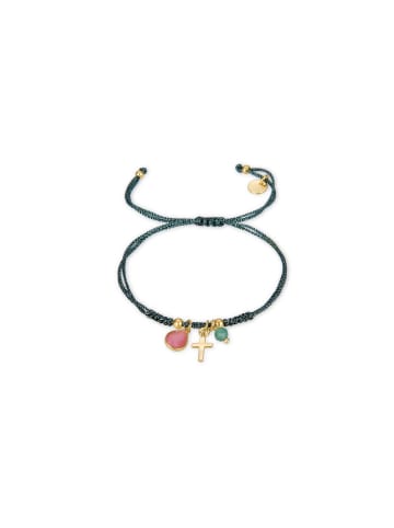 Luxenter Armband aus 925er Sterlingsilber mit rosa Zirkonia, veredelt mit 18K Gelbgold