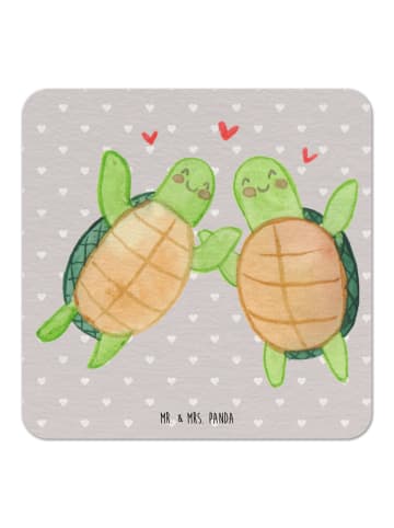Mr. & Mrs. Panda Tassenuntersetzer Schildkröten Paar ohne Spruch in Grau Pastell