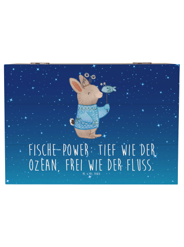 Mr. & Mrs. Panda Holzkiste Fische Astrologie mit Spruch in Sternenhimmel Blau