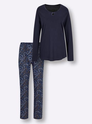WITT WEIDEN Schlafanzug in marine-champagner-bedruckt